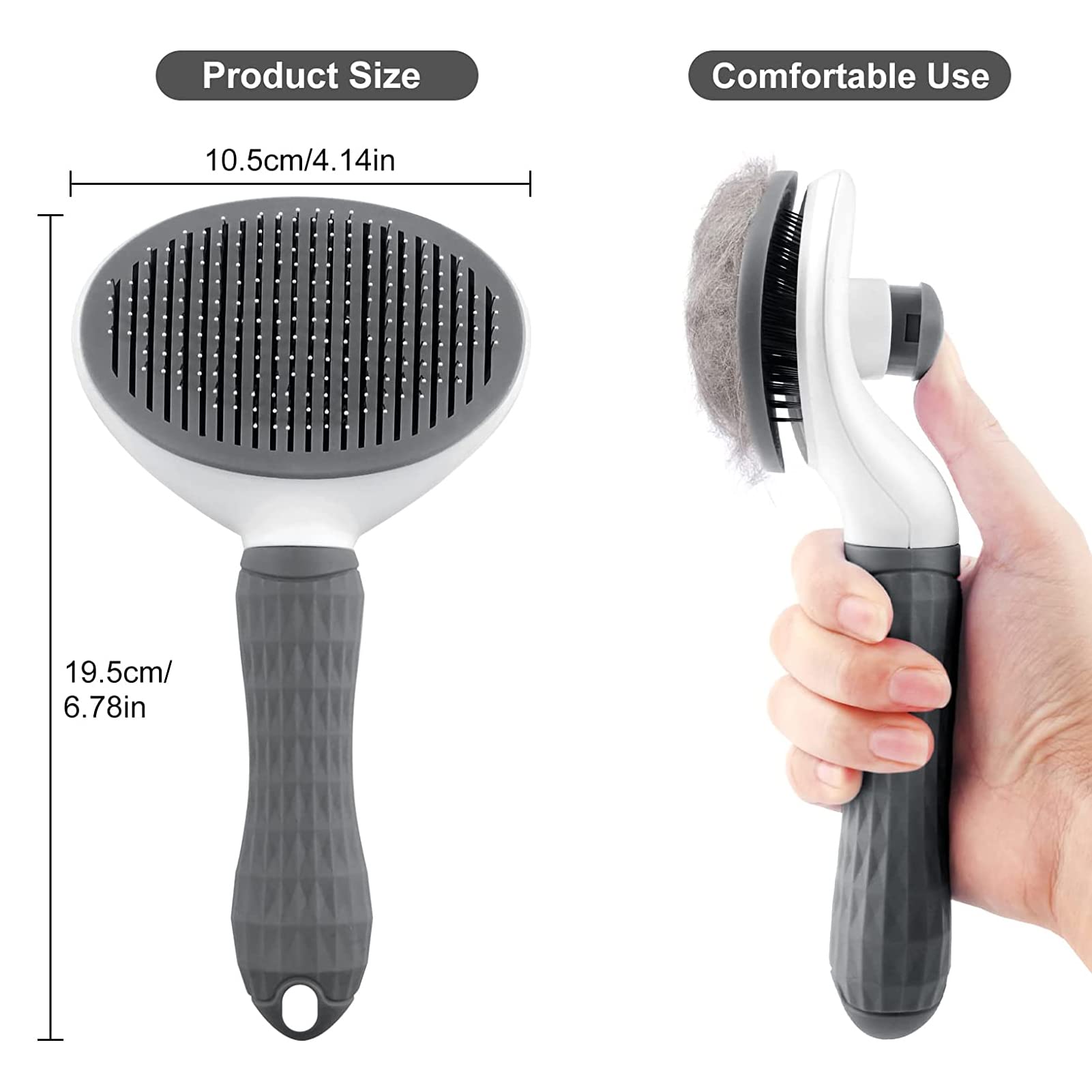 Qpets Pet Grooming Brush Daily for Medium Long Hair Dog, Use to Clean Loose Fur & Dirt Great-Grey