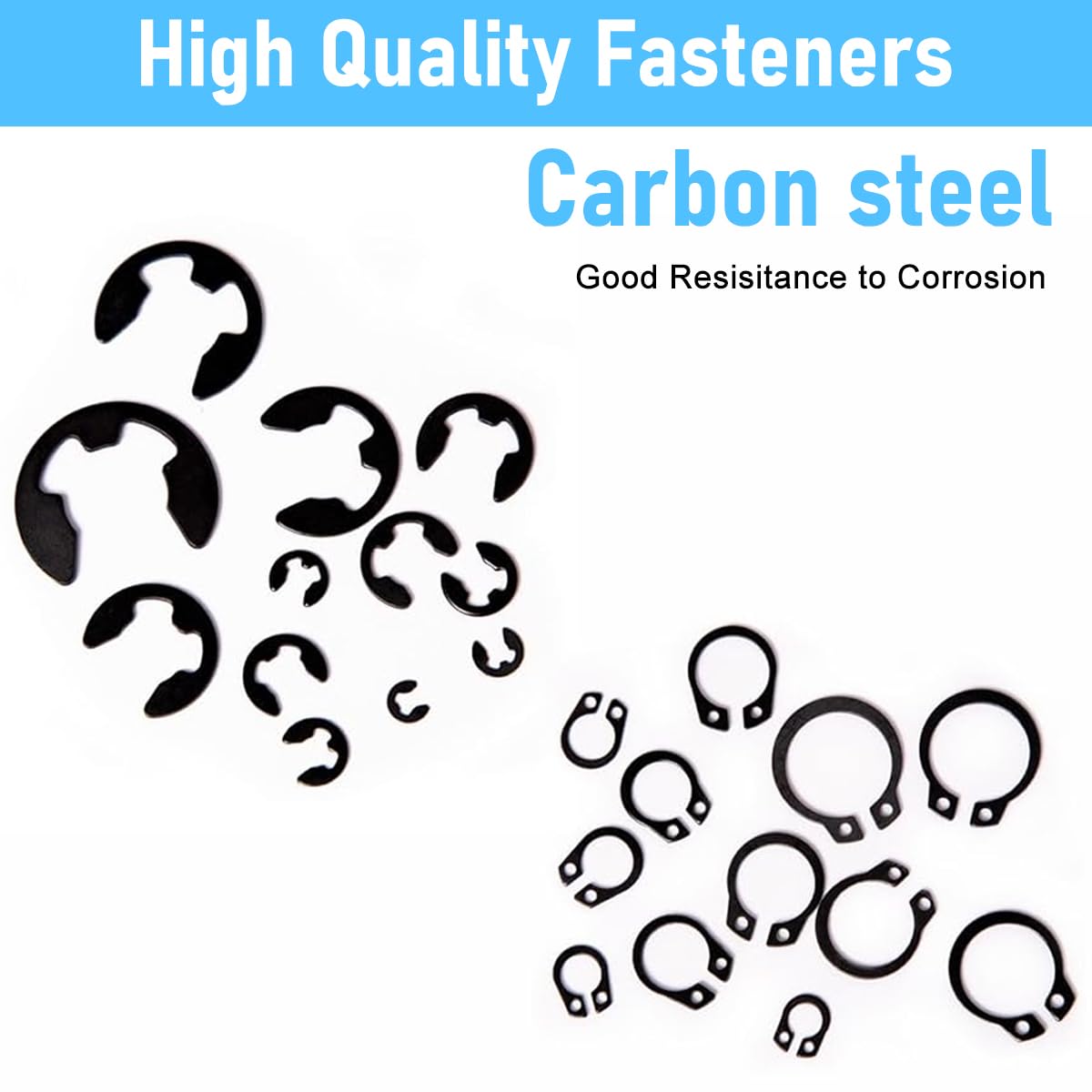 Serplex 324Pcs C-Clips Set with 2 Designes & 24 Sizes Assorted Sized Carbon Steel Circlips 2.0mm-12mm Metric External Circlips Retaining Ring Snap Rings Assortment Kit