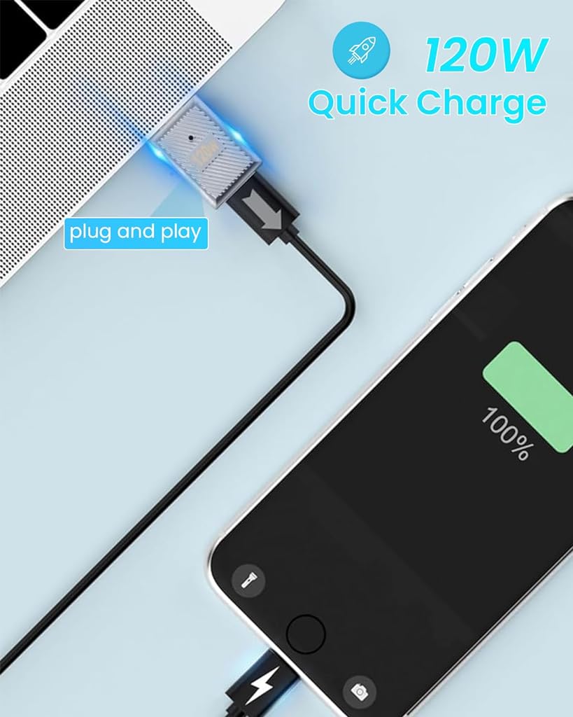 Verilux USB C to USB OTG Adapter USB C Male to USB A Female USB 3.1 Adapter Support 120W Fast Charing & 10Gbps Data Transmission Type C Charging Adapter for Phone, Tablet, PC, Laptop