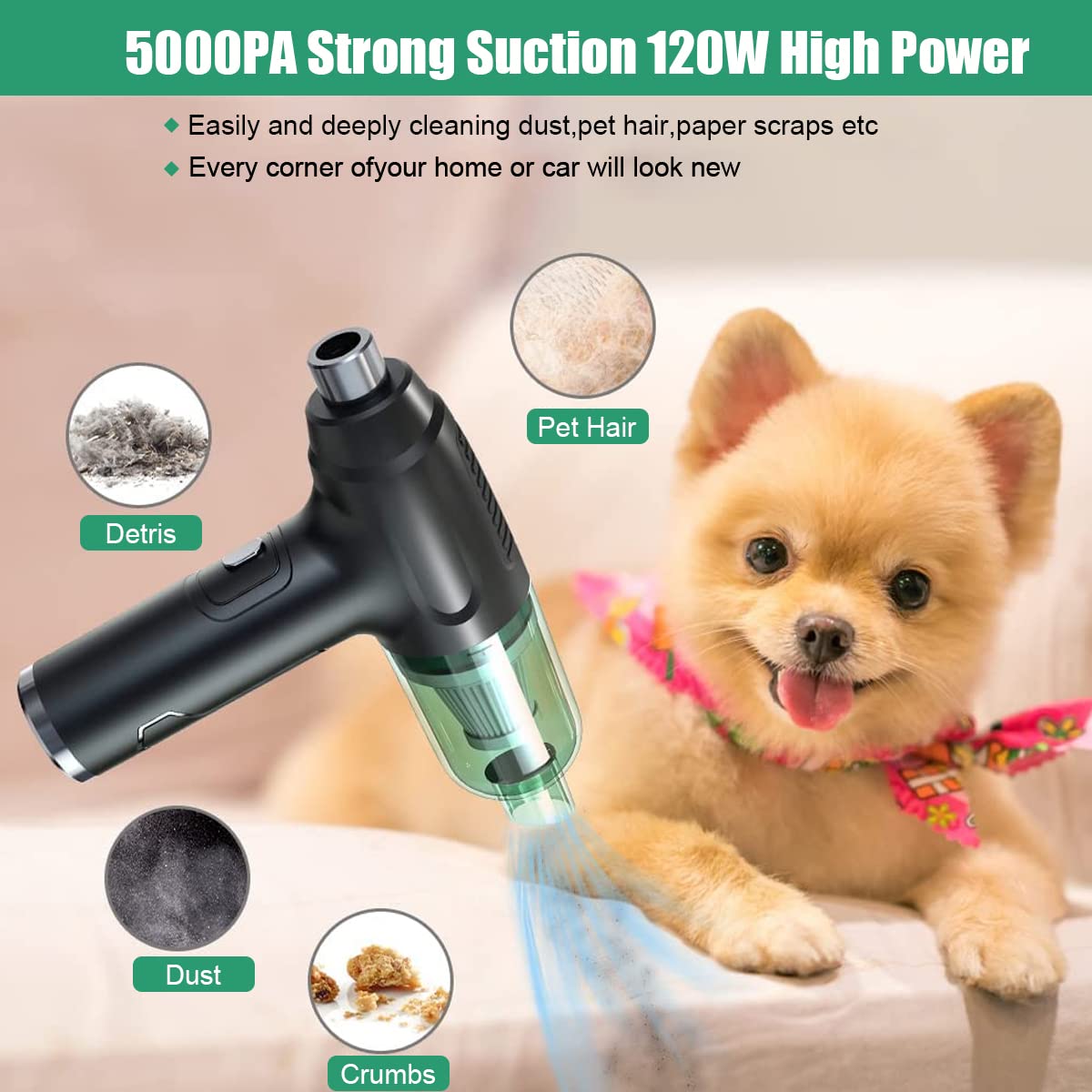 ZORBES Electric Compressed Air Duster - Cordless Electric Air Duster, 50, 000RMP Air Blower for Computer, Effective Keyboard Cleaner, Canned Air Replacement, Computer Cleaner Keyboard Duster
