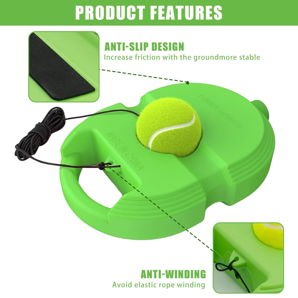 Proberos Tennis Trainer Device with Rebound Tennis Ball 3 Stringed Tennis Balls Tennis Trainer Starters Solo Training Tennis Training Device Outdoor Sport Tennis Training Kit for Teens, Adults
