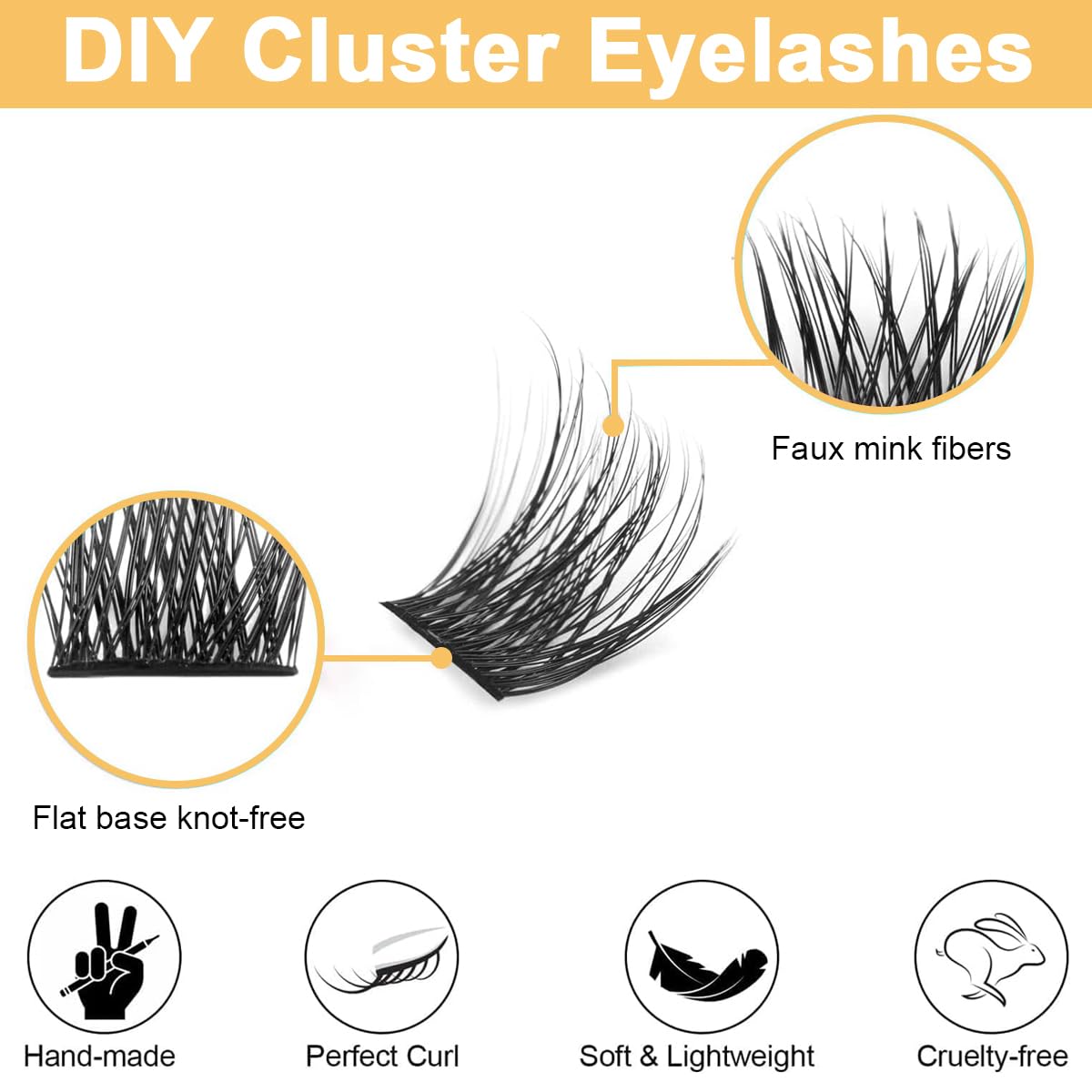 MAYCREATE False Eyelashes for Women, DIY Eyelash Extension Kit, 45pcs 10-16mm 5 Sizes Cluster Lash, Natural Curl Individual Wispy Eye Lashes Set with Glue and Tweezer - Quick & Easy Use