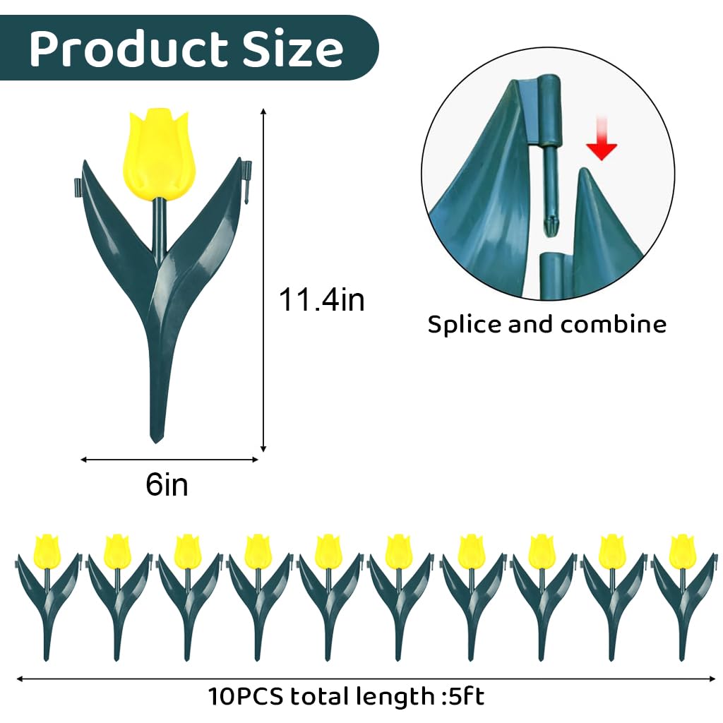 HASTHIP 10Pcs Tulips Garden Fences Garden Decorative Fences 11.4 Inches Garden Fence Connectable Tulips Garden Fences Decorative Flower Bed Fences Boundary Fences