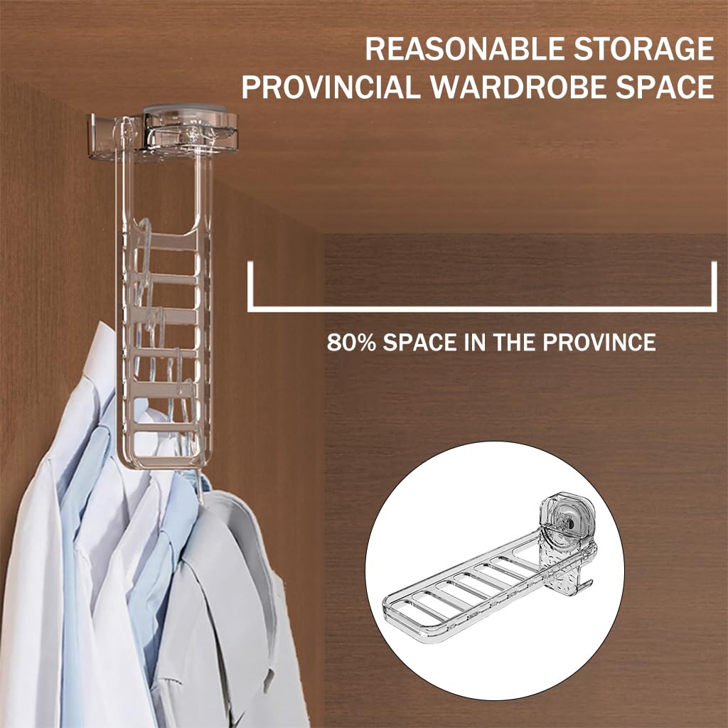 Supvox Travel Hanger Rack Suction Cup Hanging Rack for Clothes Hanger Multi-hole Indoor Wall Mount Rack Multifunctional Folding Hanging Rack for Bathroom, Kitchen, Travel