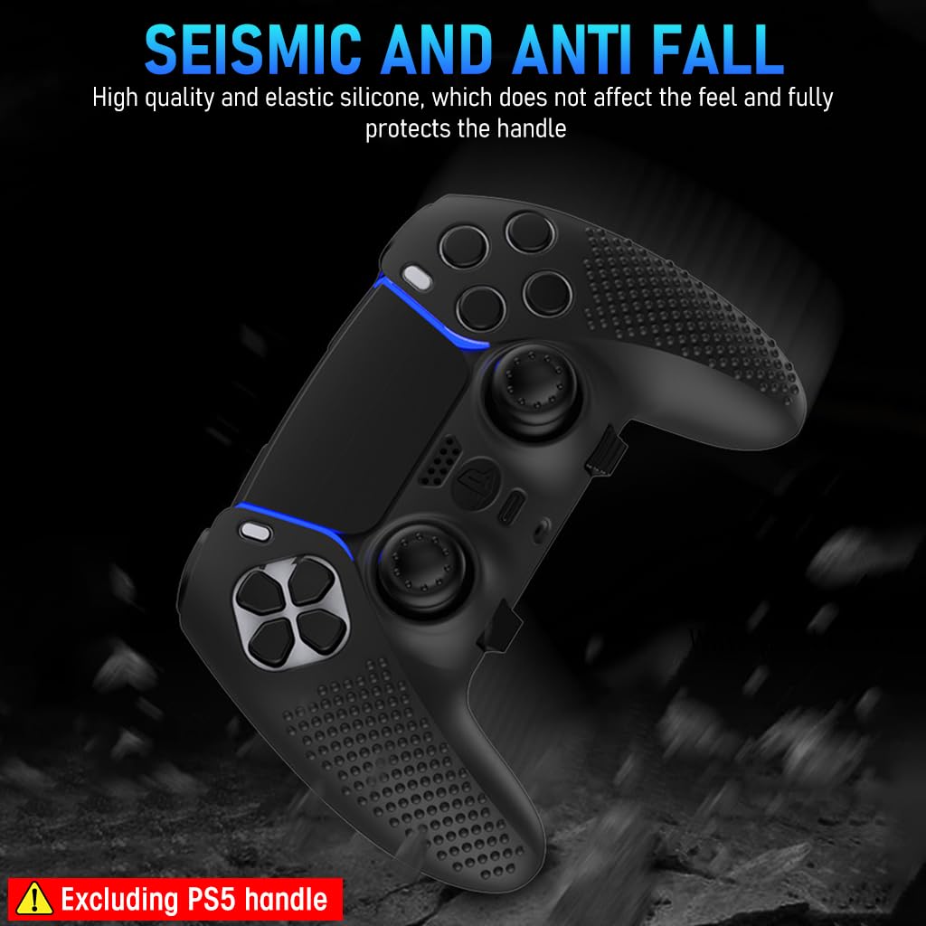 ZORBES Silicone Cover for PS5 DualSense Edge Wireless Controller with Touchpad Protector Anti-Slip Controller Cover for PS5 Edge Controller with Thumb Grips and Extenders, No Includes Controller