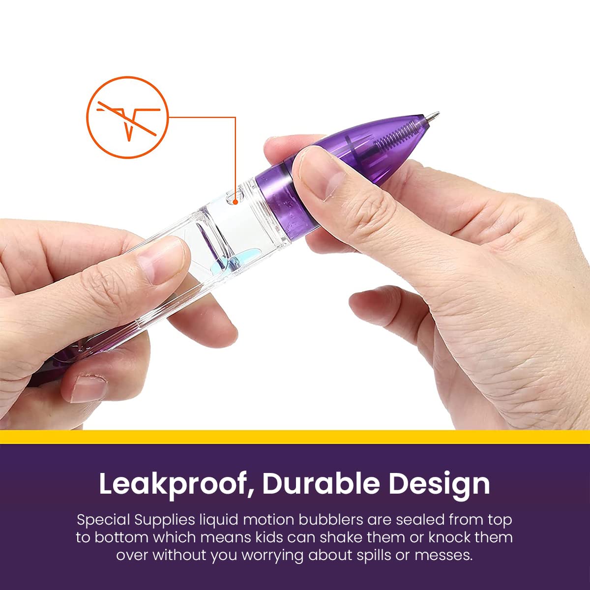 PATPAT Ballpoint Pen Liquid Motion Bubbler Fidget Toy Pen for Kids, Purple Ballpoint Pen Fun Sensory Pen Relieve Stress Office Desk Fidget Toy