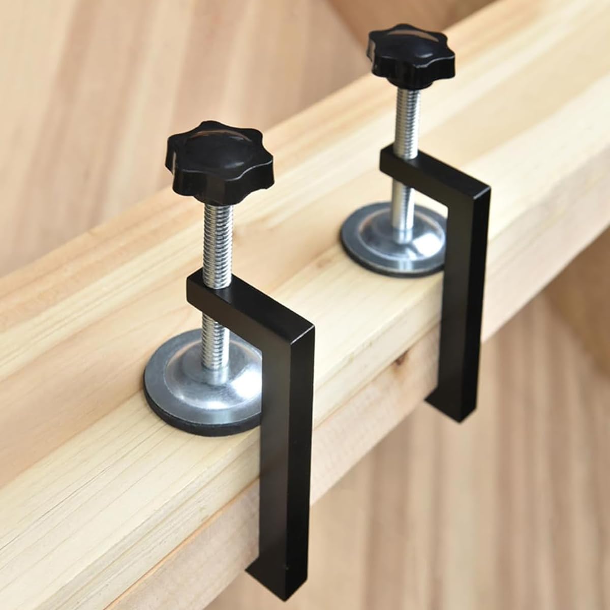 Serplex 2Pcs Woodwork Clamps Carboon Steel C Shaped Clamps Wooden Panel Holder Clamp Screw Fixing C-Clamps for Woodworking, Metalworking, DIY Craft, Drilling, Punching, Drawer Door Installation