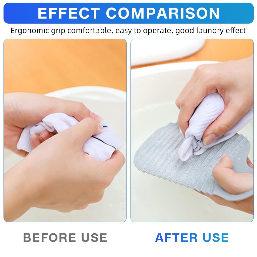 HASTHIP 4pcs Handheld Mini Washboards for Baby Towel Bibs Corrugated Rubber Washboard with Hole, Multipurpose Mini Washboard for Baby Clothes, Bibs, Socks, Underwear, Makeup Brushes, 9.5x18.5cm