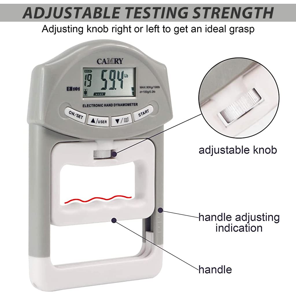 Proberos Digital Hand Dynamometer for Grip Strength Measurement, Auto Capturing Grip Strength Measurement Meter for Grip Strength Restoring, Medical Use, Training (90 Kg, Batteries Included)