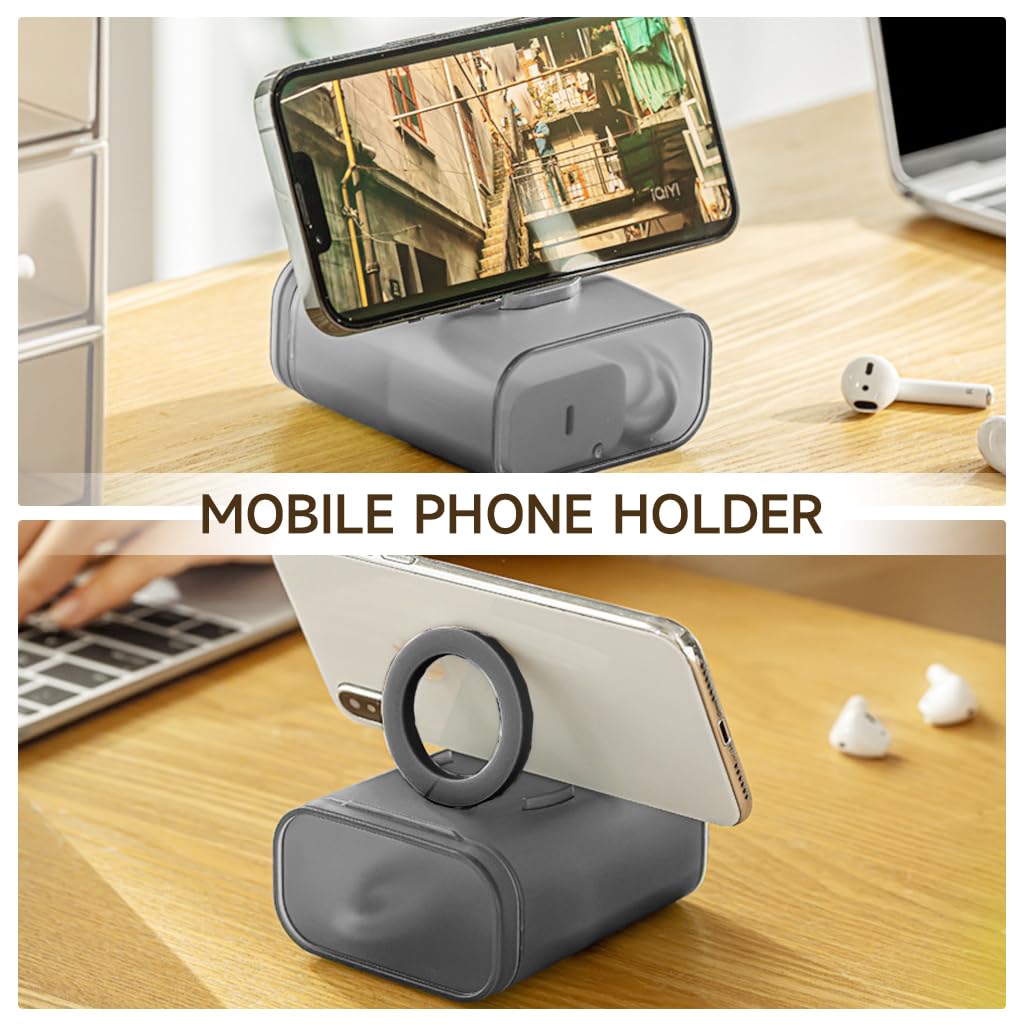 Verilux Charging Cable Organizer Portable Charging Cable Travel Case Charger Holder with Lid and Folding Ring Handle Utility Storage Case for USB Cable, Earphone, Earbuds, Charger, 7.8x4.9x9.3cm
