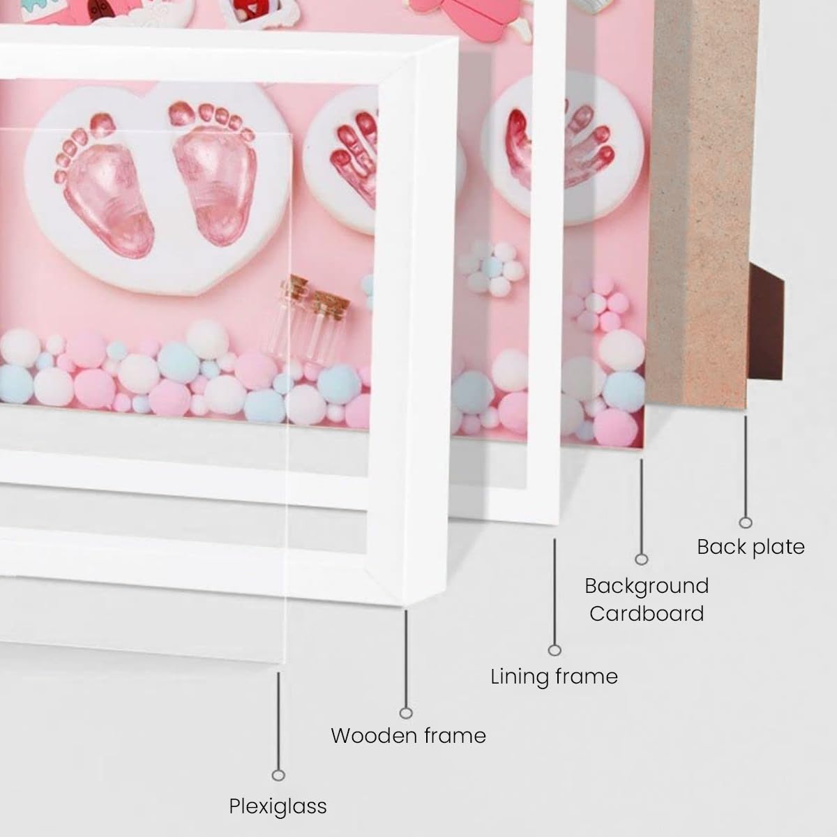 PATPAT Baby Clay Footprint & Hand Print Kit Golden Paints Baby Hand & Foot Clay Kit with 12 Inches Photo Frame & Accessories Newborn Handprint and Footprint Clay Kit, Baby Shower Gifts
