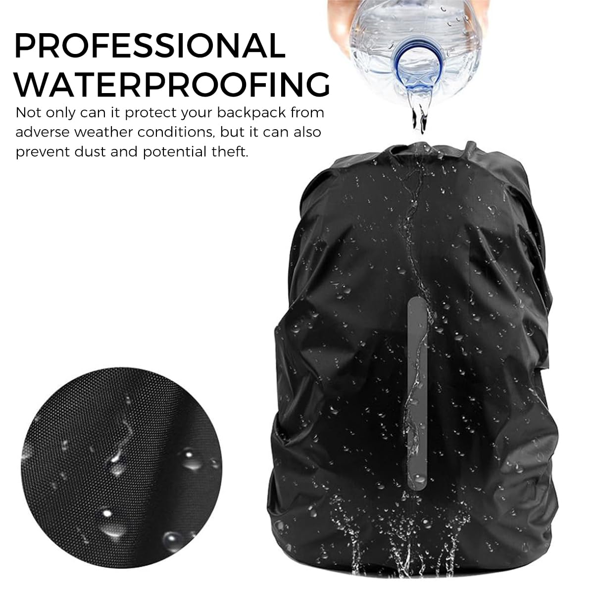 Proberos Rain & Dust Proof Protector, Backpack Rainproof Cover with Safety Reflective Strip Anti-Theft Cover, Dustproof Rain Cover Bag for School, Trekking & Camping Bags (30-45L 2pcs)
