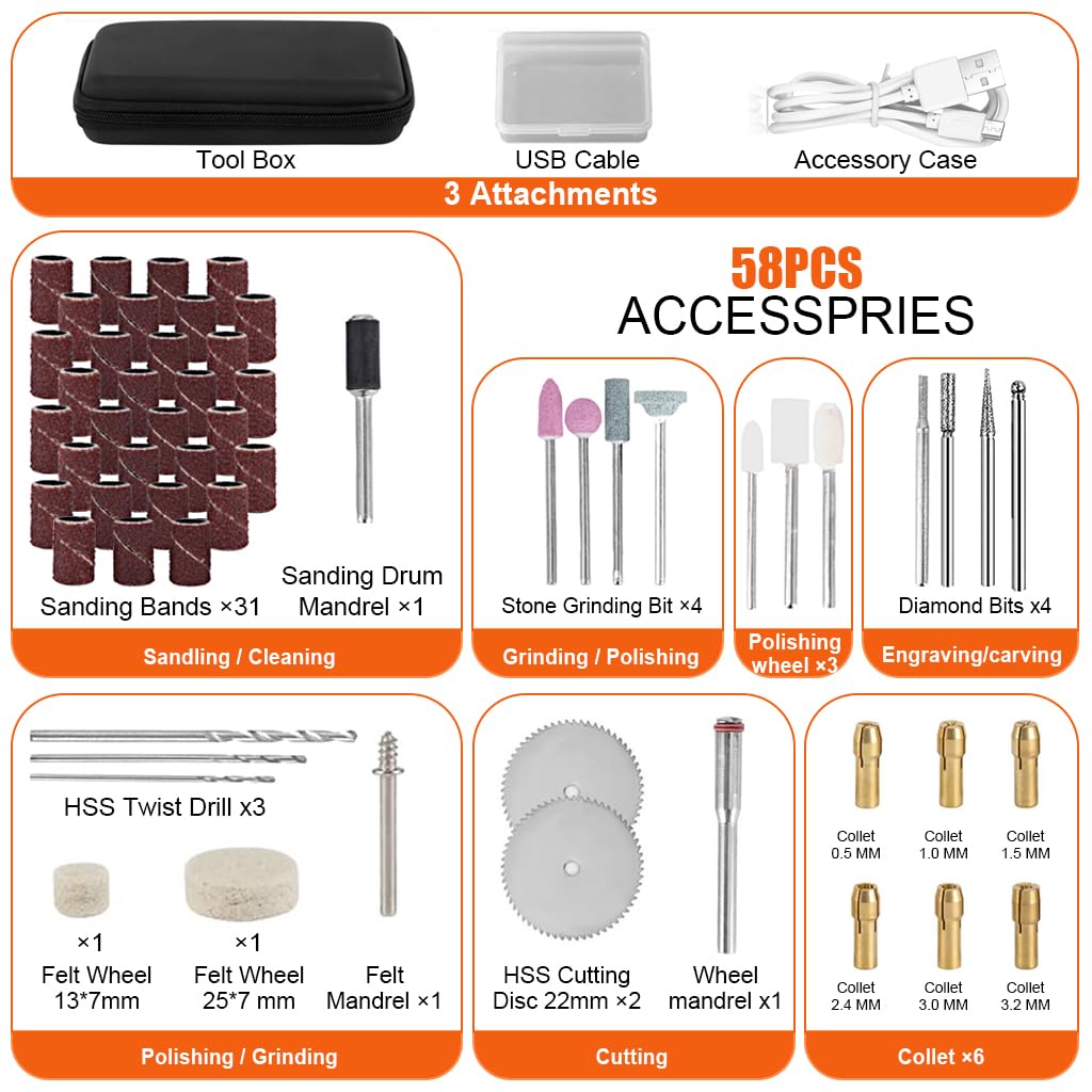 Verilux Handheld Polishing Machine Electric Sander Grinder Drill Pen Kit with Accessories Multipurpose Polishing Machine Drill Pen for Nail Art, Engraving, Drilling, Carving & DIY Crafts Use