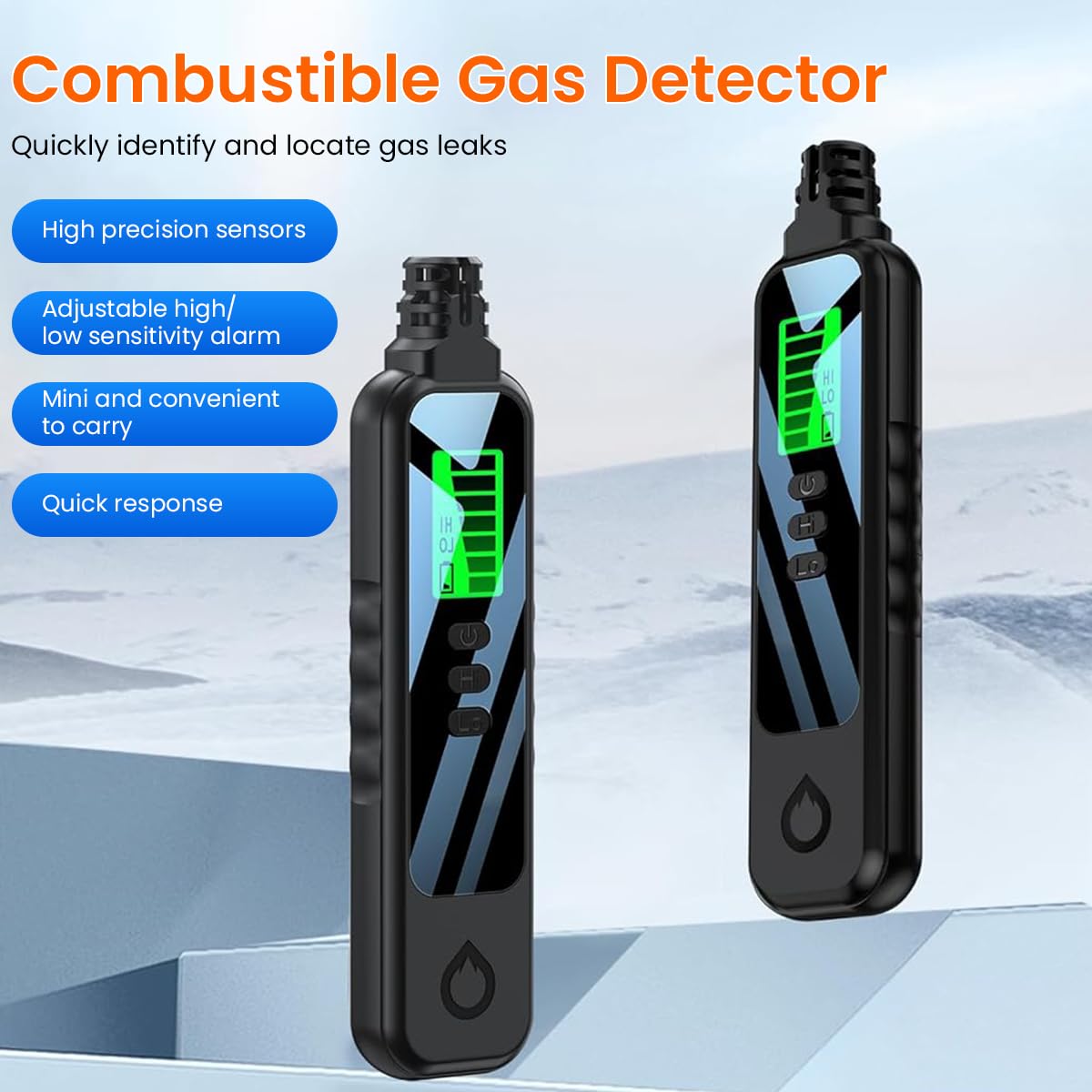 HASTHIP Gas Leak Detector Portable LCD Nature Gas Detector with Buzz Alarm High & Low Senstivity, Gas Sniffer to Locate Combustible Gas Leak Sources Like Methane, Propane(Battery Not Included)