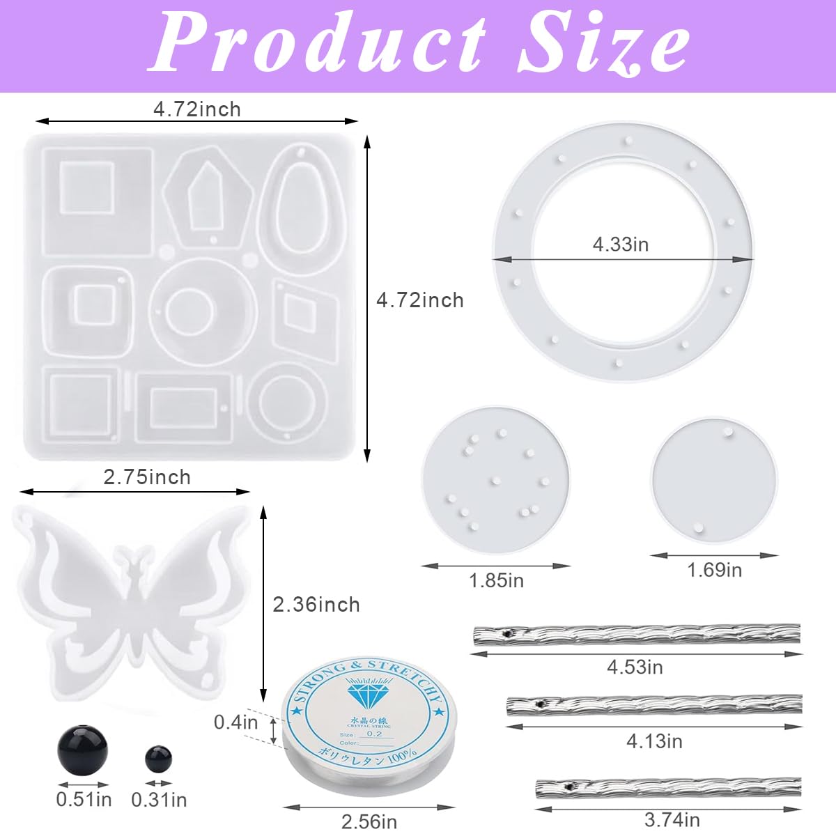 HASTHIP Resin Molds, Wind Chimes Resin Molds Silicone Kit Butterfly Design for Art Crafts Wind Bell Keychain Earring Pendant Jewelry Home Garden Yard Outdoor Decoration, Butterfly
