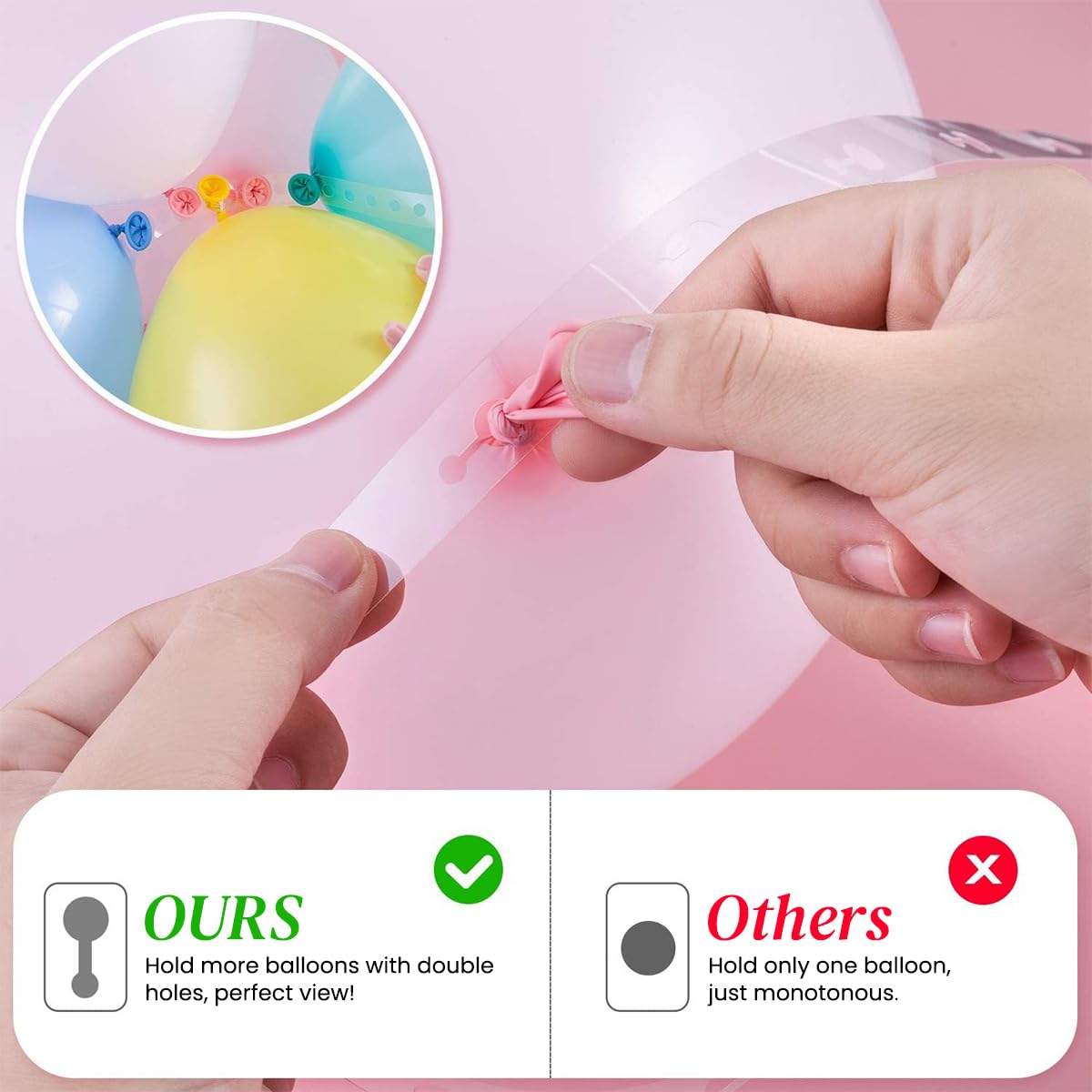HASTHIP Balloon Decorating Strip Kit for Arch Garland 32Ft Balloon Tape Strip, 36 Tying Tools, 300 Adhesive Dots, 20 Flower Clips For Easy DIY Decor, Perfect for Birthday, Wedding & Baby Shower