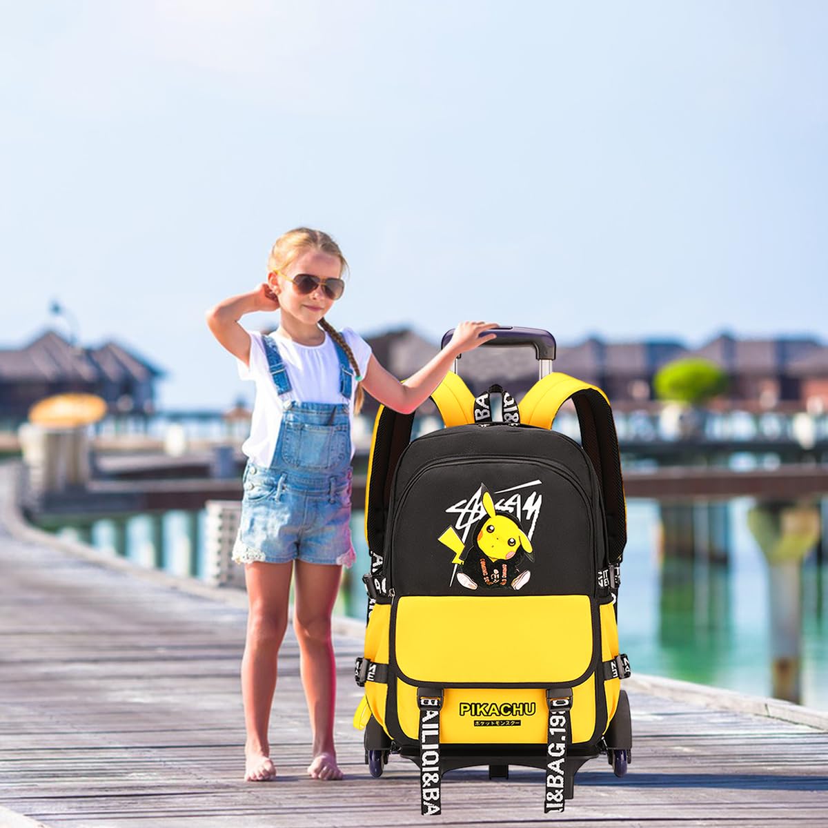 PALAY School Backpack for Boys Girls Travel Backpack on Wheel Girl School Bag on Wheel Detachable Wheel Stand Design Gift New School Bag for Girls Boys