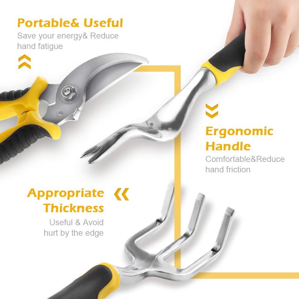 HASTHIP Garden Tools for Home Gardening,Weeder,Transplanter,Trowel,Hand rake, Pruner, Garden Tool with Cast Aluminium Heads and Ergonomic Handles, Tools Kit Set (Multi)