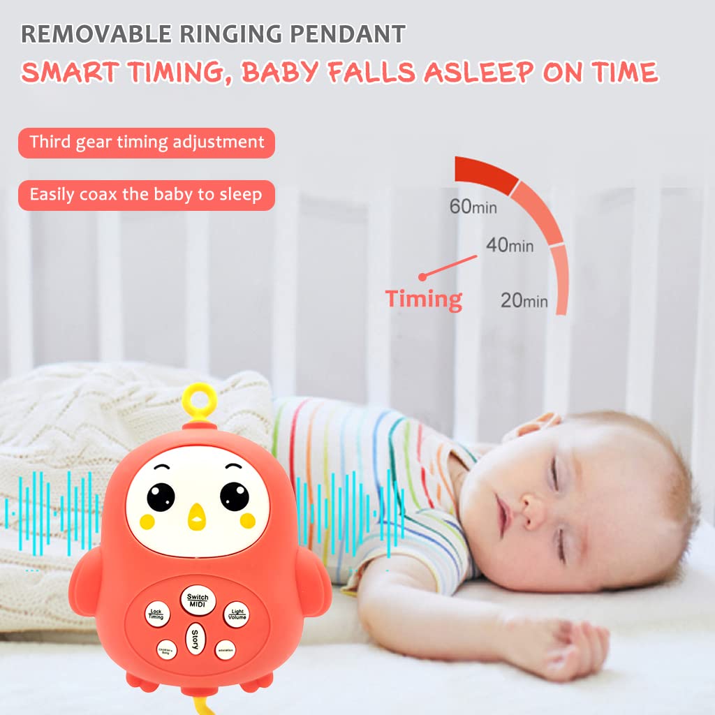 PATPAT Hanging Toys for Babies 0-6 Months Cot Mobile Musical Toys New Born Baby Toys Electric Rotation Crib Hanging Toy with Lullabies, Timing, Night Light Crib Mobile for Boys Girls 3-6 Months (Red)