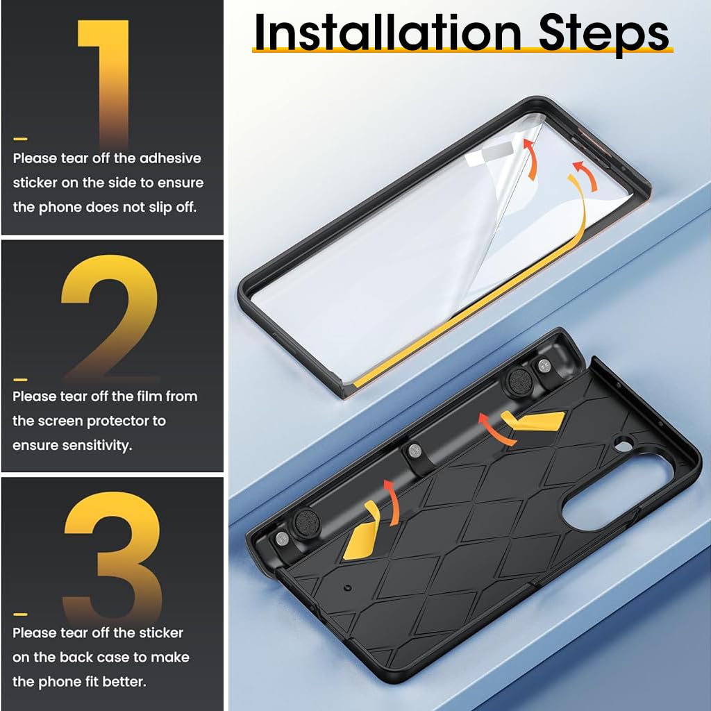 ZORBES Phone Case for Samsung Galaxy Z Fold 5, Protective Case with Slide Camera Lens Cover & Screen Protector Built-in 360° Rotatable Kickstand Full Protective Phone Cover for Samsung Z Fold 5
