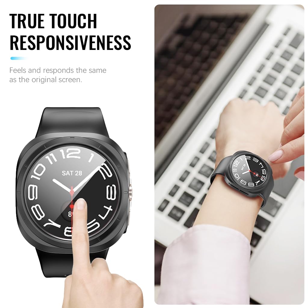 ZORBES Screen Protector & PC Watch Case for Samsung Galaxy Watch 7 44mm, Anti-smudge HD Tempered Glass Screen Protector for Galaxy Watch 7 47mm
