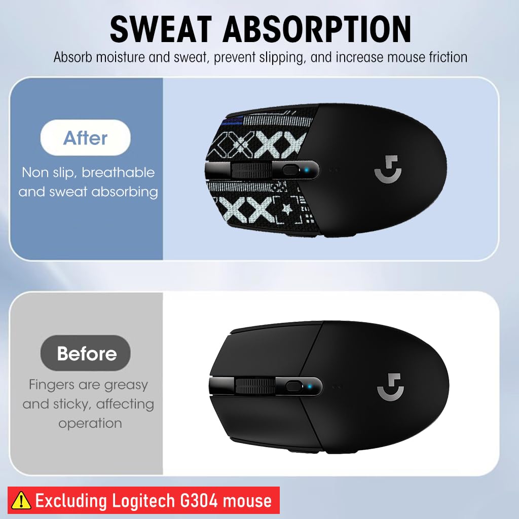 Verilux Mouse Grip Tape for Lo gitech G102/G304 Gaming Mouse Skin, Pre-Cutted Self-Adhesive Mouse Grip Tape Sweat-Proof Fashion Pattern Mouse Grip Tape (Mouse is NOT Included)