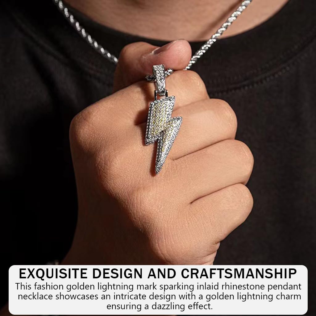 SANNIDHI Necklace for Men Stainless Steel Chain Necklace with Gift Box Lightning Bolt Design Pendant for Men Jewellery Accessories Anniversary Birthday Gift for Men, Boys, Husband
