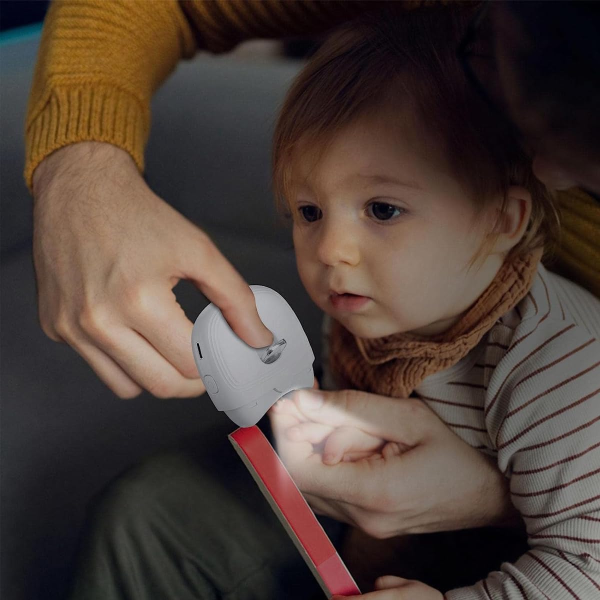 MAYCREATE Baby Nail Trimmer For New Born Electric Nail Clipper with LED Light, USB Rechargeable Nail Trimme For Baby with 2 Speeds Anti-splash Nail Dust Bin