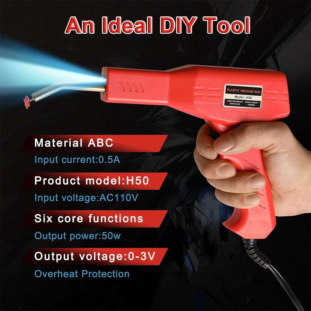 Serplex 50W Plastic Welding Kit with 200Pcs Staples, Plastic Welder Plastic Welding Machine Plastic Welding Gun Plastic Car Bumper Repair Kit Plastic Repair Kit for Car Bumper/Kayak/Plastic Product