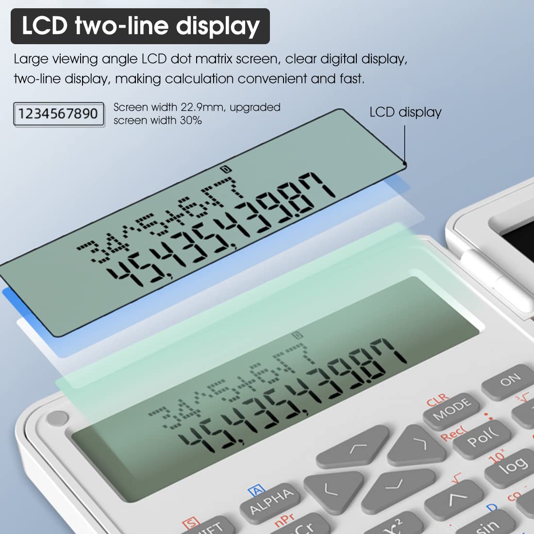 HASTHIP 2 in 1 Calculator with Erasable LCD Writing Pad, Double Row Number Large Display Desktop Calculators, Multi-Function Calculator Notepad for School Calculating (White)