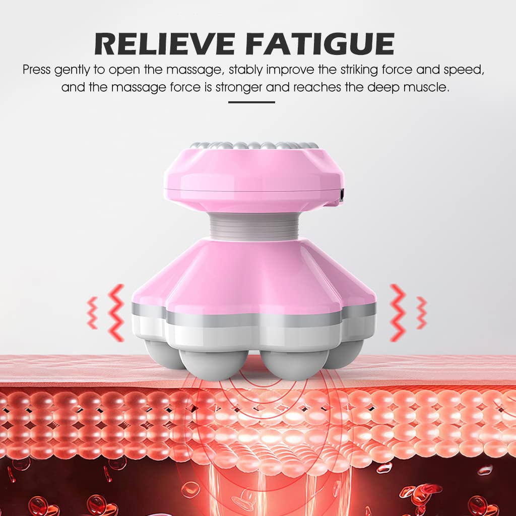 HANNEA Mini Head And Body Massager Vibration Machine, Electric Handheld Massager for Neck Shoulder, USB Recharging Version Powerful 6 Modes for Back Full Body Muscle Pain Relief(without 3AAA Battery)