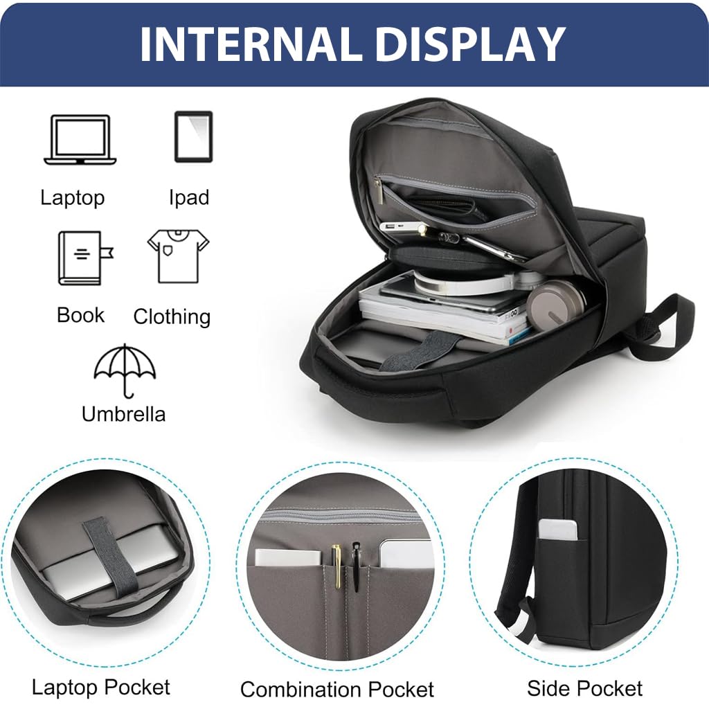 GUSTAVE Business Backpack for Men Fashion Business Laptop Backpack 15.6 inches Laptop Bag Breathable Back Support Design Waterproof Oxford Cloth Outdoor Travel Backpack, 30x15x43cm