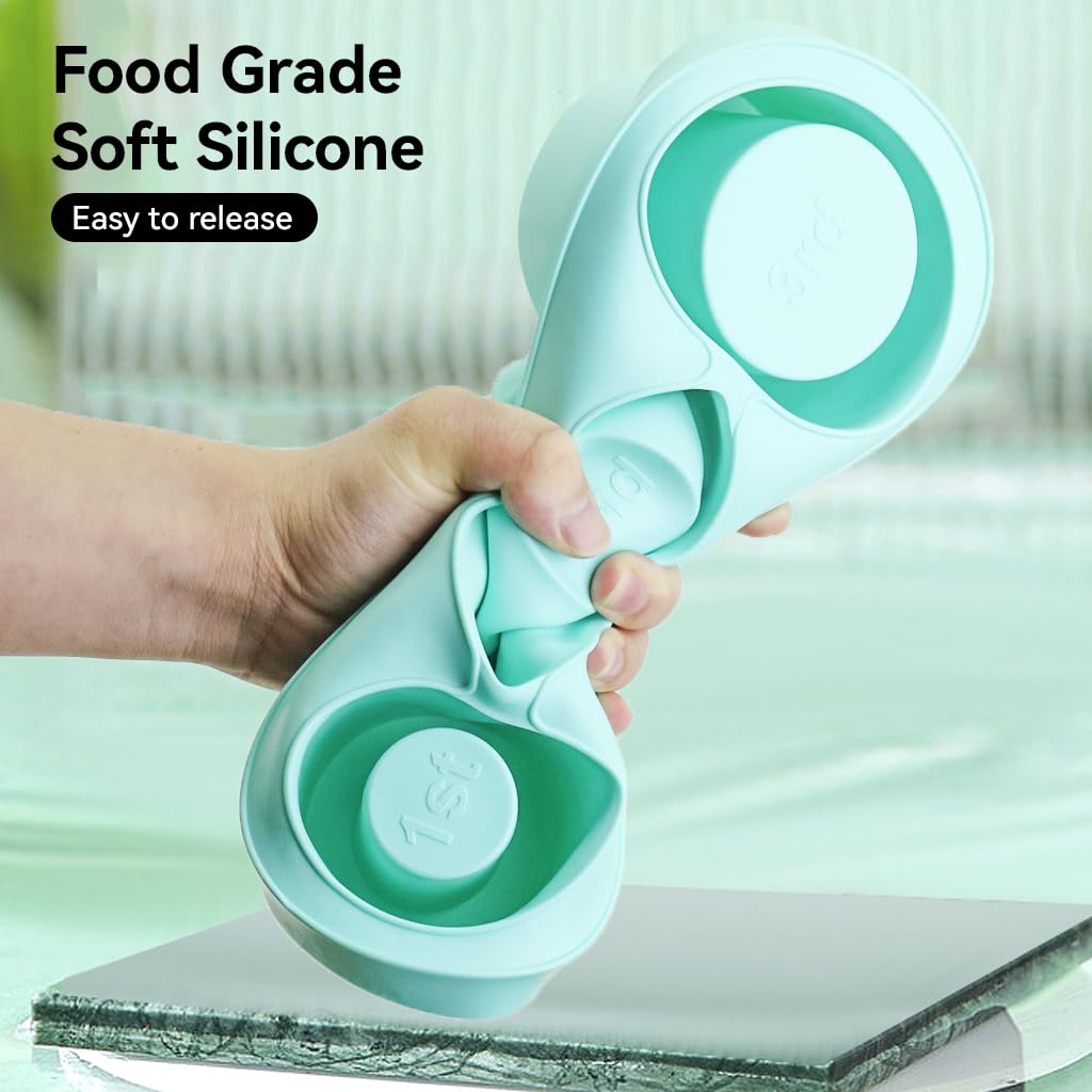 Ice Cube Tray for Tumbler Cup, 3 Pcs Silicone Cylinder Ice Mold with Lid and Bin for Freezer, Ice Drink, Juice, Whiskey, Cocktail, Summer Gifts (Green)