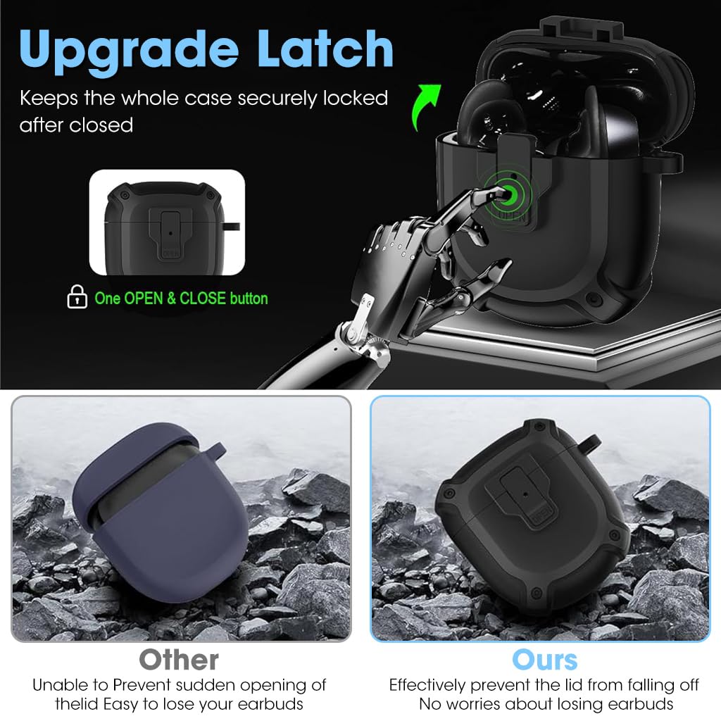 ZORBES Protective Case for QuietComfort Earbuds 2 Case (2022) with Lock, Shockproof Case for Bose QuietComfort Earbuds II TPU, Anti-Scratch Charging Box Cover with Keyring, Lanyard & Carabiner