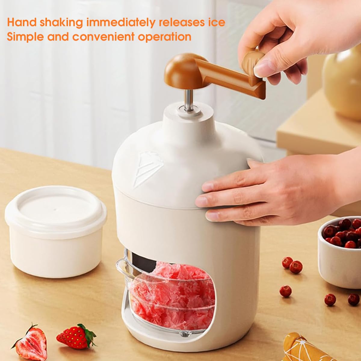 HASTHIP Ice Shaver, Hand-cranked Shaved Ice Machine Slushy Maker Machine, Protable Ice Crusher for Making Snow Cones, Manual Fruit Smoothie Ice Cream Machine Household (For Ice Cream)