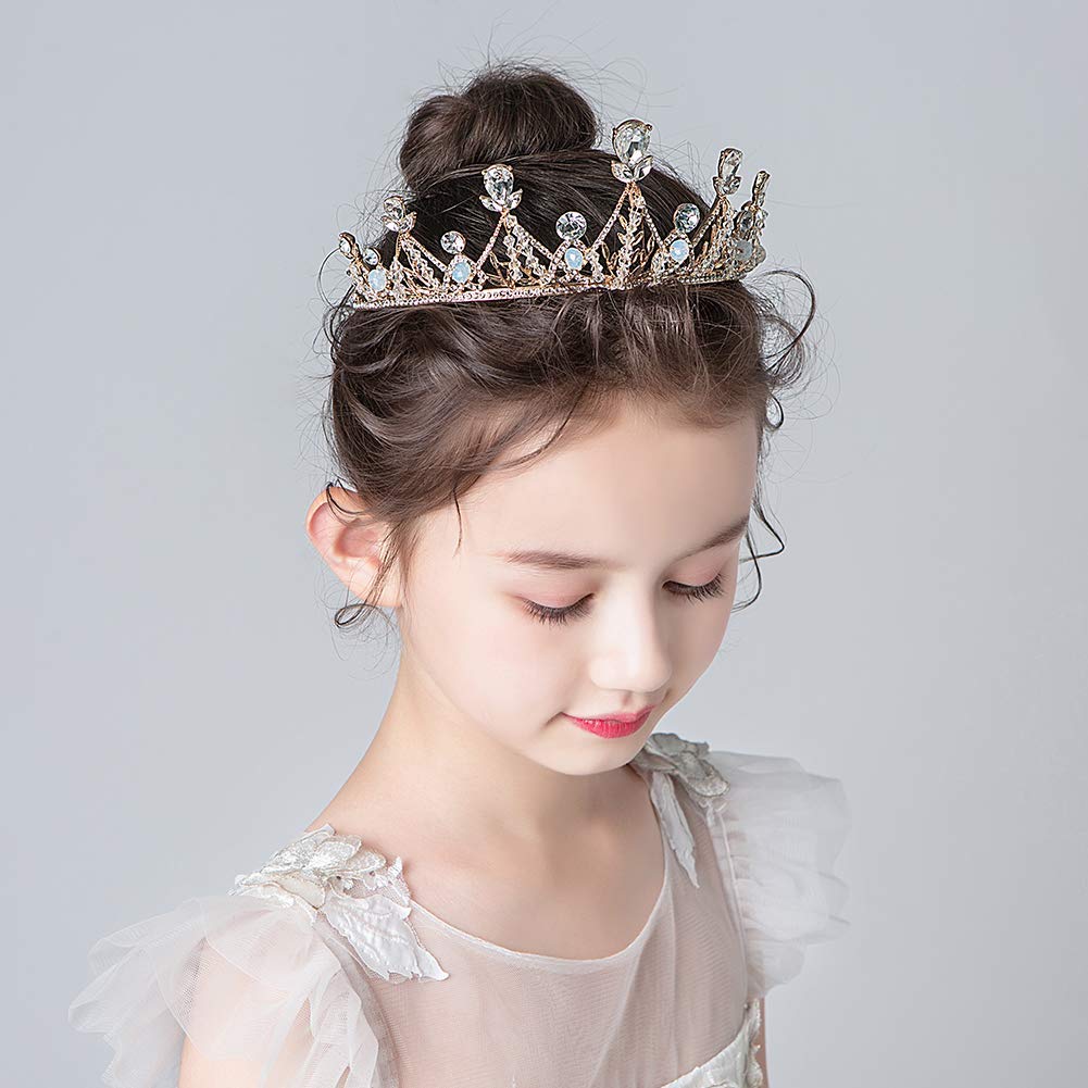 PALAY Princess Crown and Tiara for Women and Girls Queen Crown Prom Costume Tiara Rhinestone Crown for Bride for Festival Party Birthday (Gold)