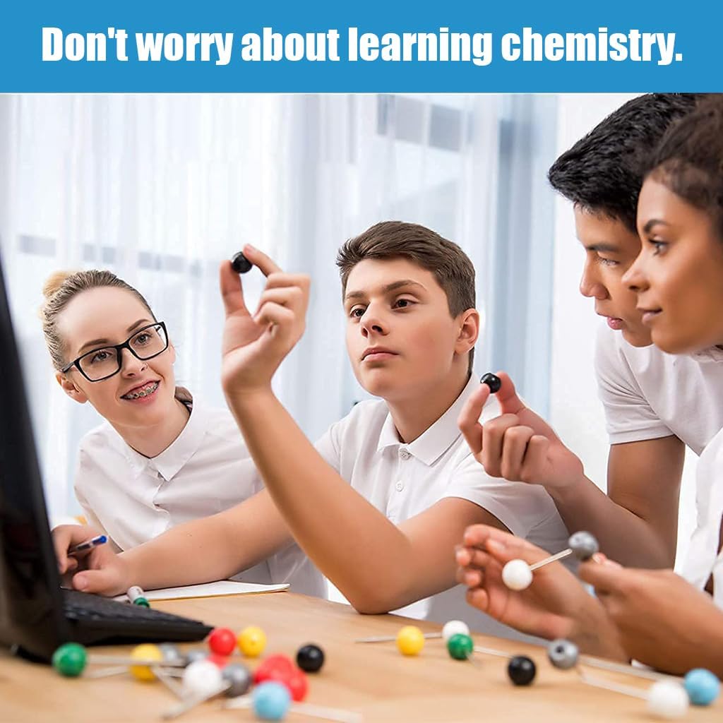 PATPAT Chemistry Molecular Structure Model Chemistry Educational Tool Set of 4 Chemistry Model, C60, Diamond, Graphite, Sodium Chloride Chemical Structure Learning Model