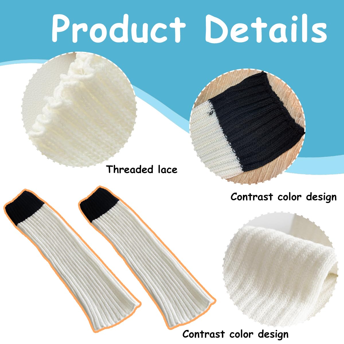PALAY Leg Warmers for Women Girls Fashion Ribbed Knit Calf Length Stocking Two-Tone Stitching Long Boot Socks for Ballet Dance Figure Skating Yoga Party Junior