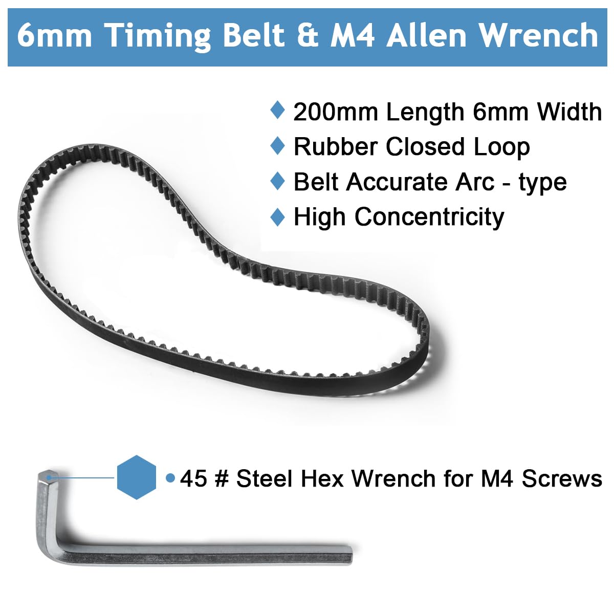 Serplex Synchronous Wheel For 3D Printer Timing Pulley Printer Timing Gear for 3D Printer with FDM Tech 20 & 60 Teeth 8mm Bore, Aluminum Timing Pulley with Length 200mm x6mm Belt