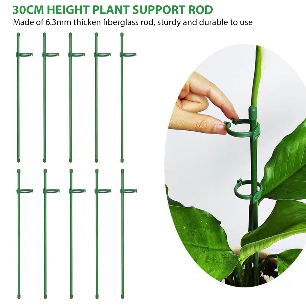 HASTHIP 10pcs Plant Stakes Suport, Reusable Palstic 30cm Plant Stake Flower Support Stake Rings, Adjustable Plant Support Sticks for Phalaenopsis Orchid Single Stem Flowers Amaryllis Peony Lily