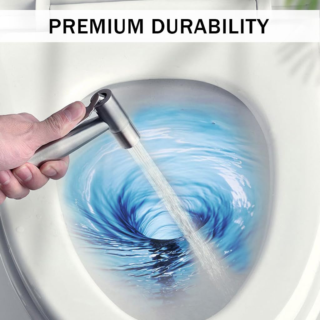 Supvox Health Faucet Gun Set Stainless Steel Health Faucet Gun with Ultra Flexible Shower Hose Jet Spray for Bathroom Toilet Shower Faucet (Silver)