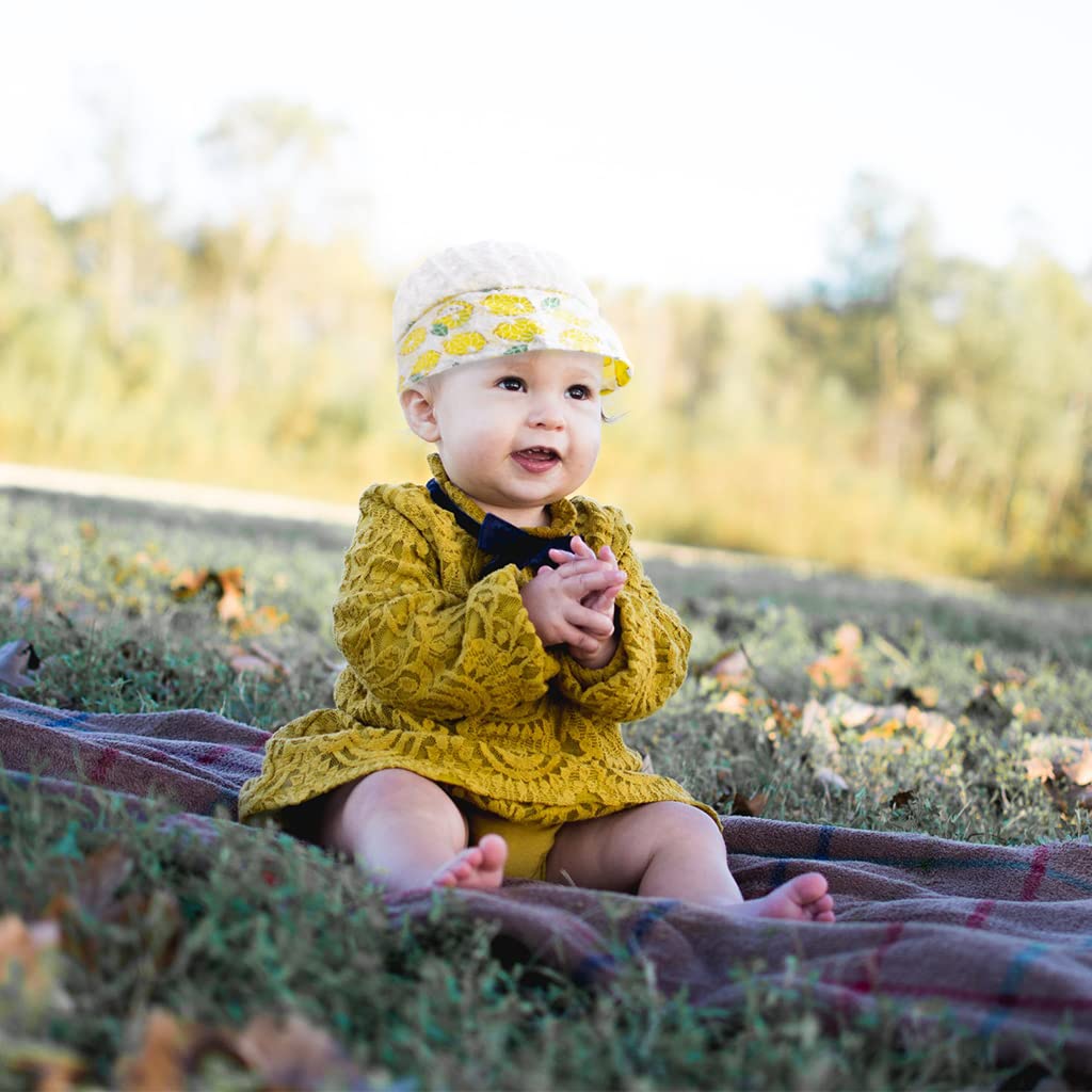 MAYCREATE Baby Hats for Girls,Sun Hats for Baby Toddler Girls,Summer Hat Cartoon Lemon Print Lace Edging Bucket Hat for Outdoor UV Protection Hat