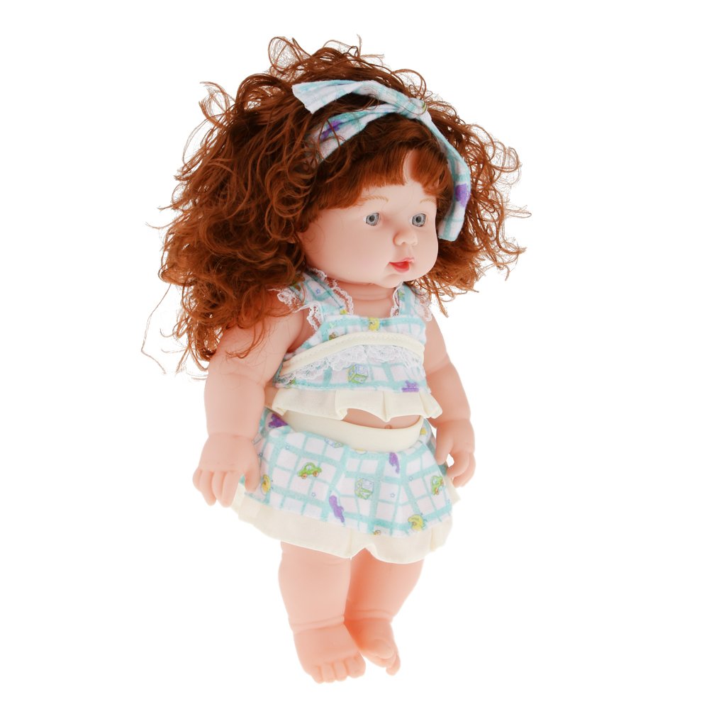 PALAY Magideal Handmade Realistic Baby Girl Vinyl Doll Rotatable Legs Arms with Removable Clothes Set (30 cm, Green)