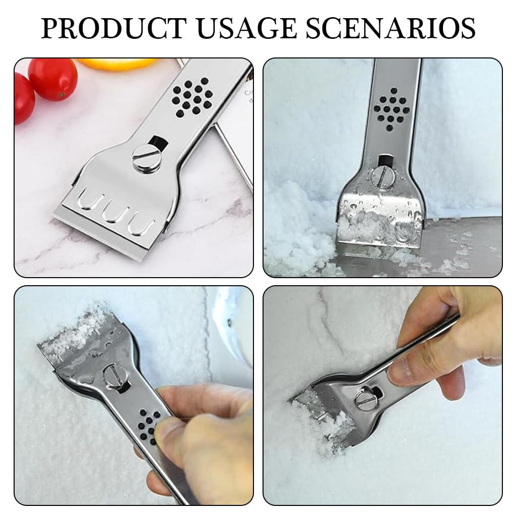HASTHIP Ceramic Hob Scraper with 5 Blades, Wall Scraper Tool, Stainless Steel Hob Scraper with Blade Protection, Cleaning Scraper for Removing Stains on Stove, Glass and Ceramic (Silver)