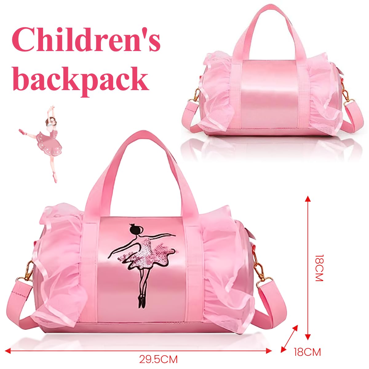 PALAY Travel Duffel Bags for Girls Sport Dance Class Storage Bag Handbag Waterproof Duffel Bag for Picnic with Shoulder Strap