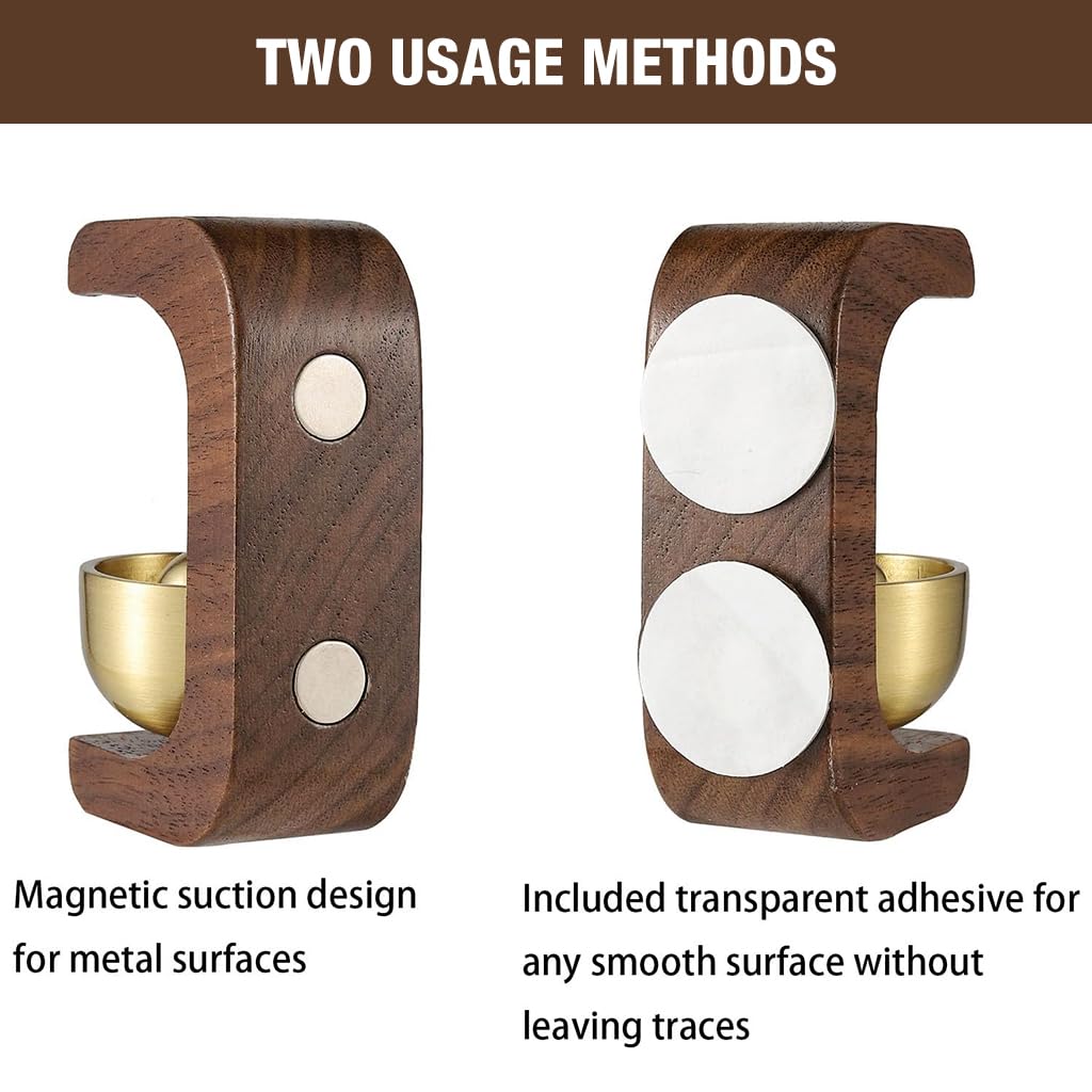 HASTHIP Walnut Wooden Door Bell Brass Bell Dopamine Door Bell for Home, Self-Adhesive Magnetic Doorbell, Serene Acoustic for Home & Shop, Shopkeepers Door Chime, Ideal Housewarming Gift (C Style)
