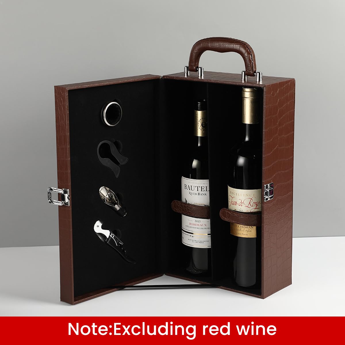 HASTHIP Wine Box, Leatherette Wine Gift Boxes, 2 Bottle Wine Gift Box for Wedding, Anniversary, Travel, Restaurant, Party, Gifts for Wine Lovers, Storage Box for Home Bar Wine Collection