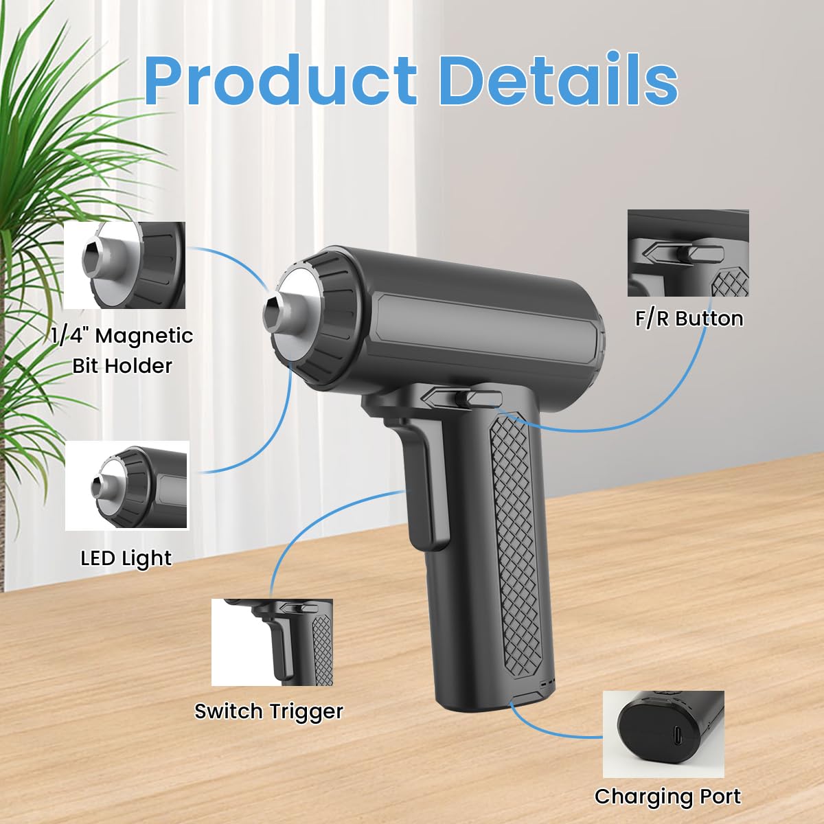 Serplex Cordless Screwdriver with Light Set of 22Pcs 3.5Nm Electric Screwdriver Kit with 20Pcs Drill Bits 3.5Nm Strong Torque Screwdriver 1300mAh USB Rechargeable Screwdriver Kit