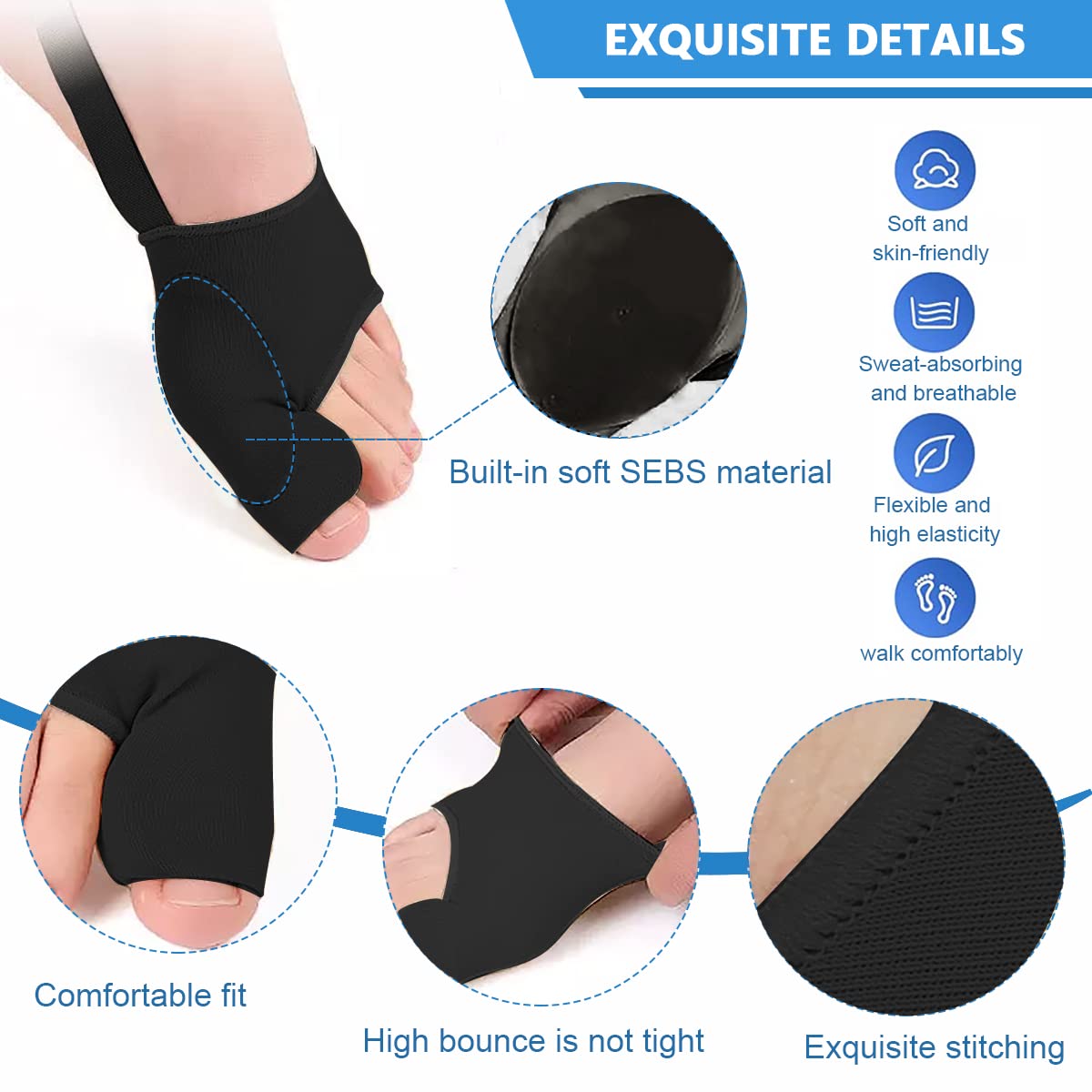 HANNEA Bunion Corrector, Orthopedic Bunion Splint, Big Toe Separator Pain Relief, Non-Surgical Hallux Valgus Correction, Big Toe Straightener Pain Relief for Women & Men, Day Night Support
