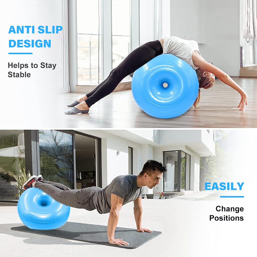 Proberos PVC Yoga Ball 19.6 inches Yoga Donut Ball Balance Training Ball Stability Donut Ball Core Balancing Training Ball Inflatable Yoga Donut Ball with Manual Air Pump
